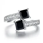 Anel duplo de zircônia para mulheres Brilho e sofisticação incomparáveis. Um acessório elegante e deslumbrante, ideal para adicionar um toque especial a qualquer visual. — foto 4