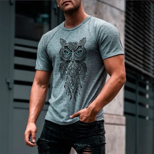 Title 2, Mens Short Sleeved Shirt Round Neck Casual Pri...