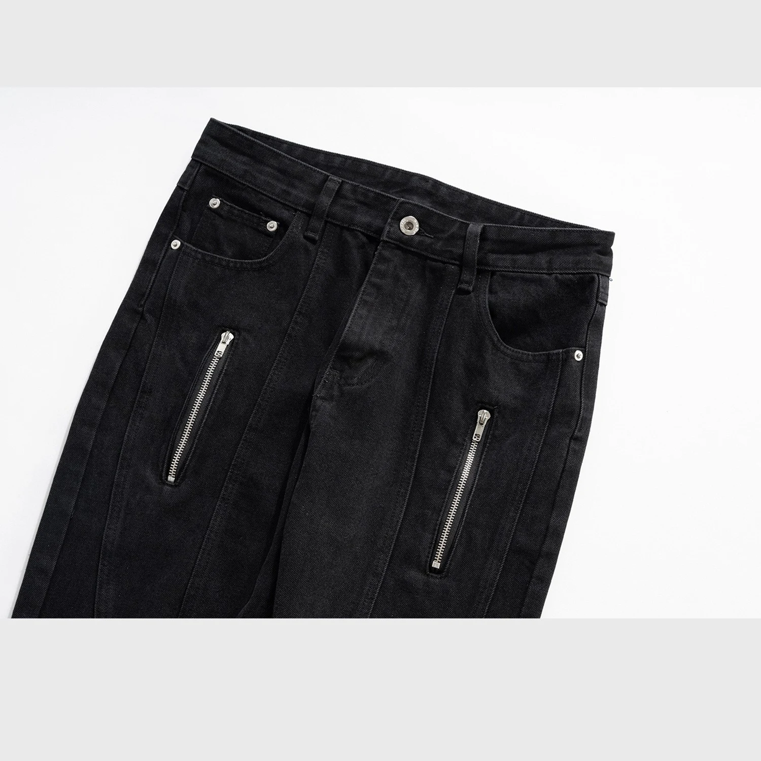 Calças femininas slim fit jeans com zíper e costura. Ajuste perfeito, valoriza a silhueta e oferece um visual moderno e confortável para o dia a dia. — foto 11