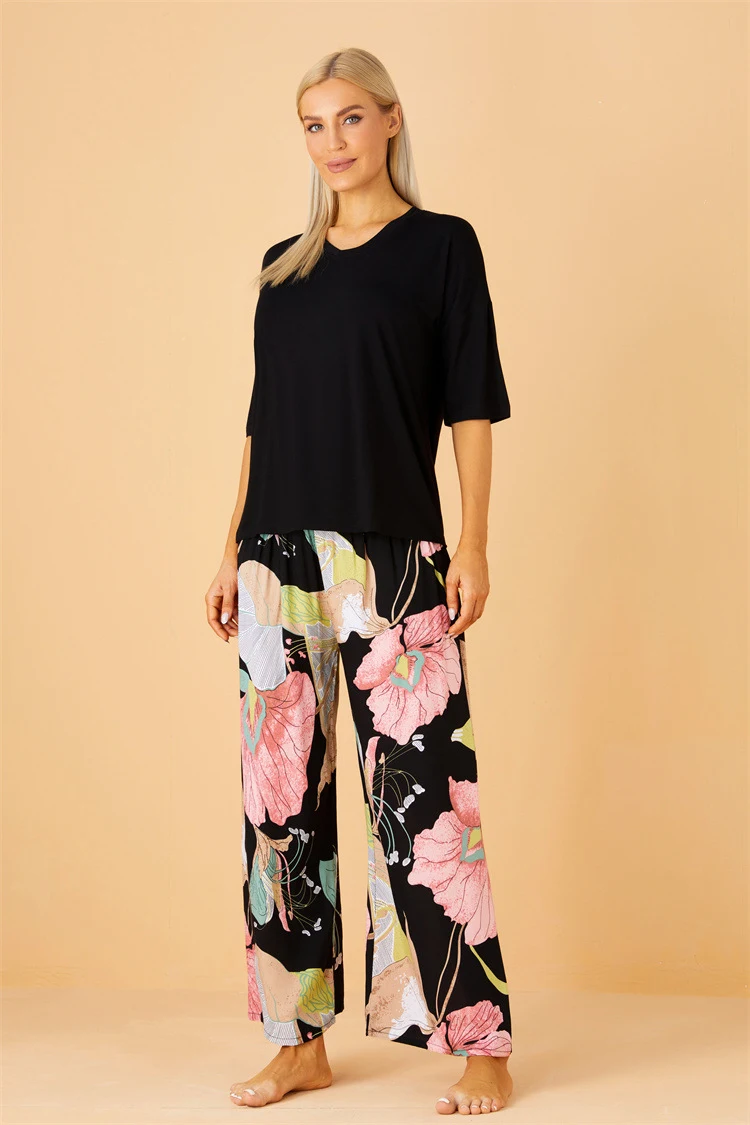 Title 8, Cropped Homewear Pajamas Suit Womens Cotton Silk