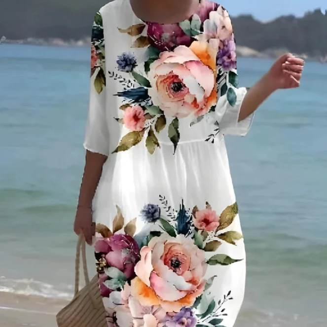Title 4, Damen-Kleid mit lockerem Rundhalsausschnitt, mo...