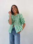 Camicia a pieghe allentata Top Tether da donna a righe — foto 21