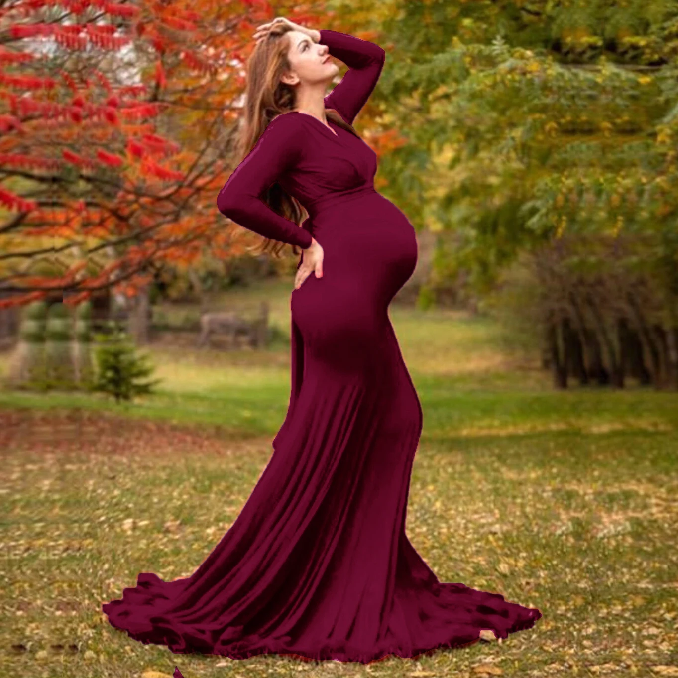 Title 26, Mercerized Cotton Maternity V-neck Mop Long Sle...
