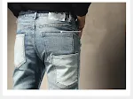 Men's Patchwork Jeans Multi-pocket Skinny Trousers. Stylish and functional jeans with multiple pockets for a modern and — photo 3