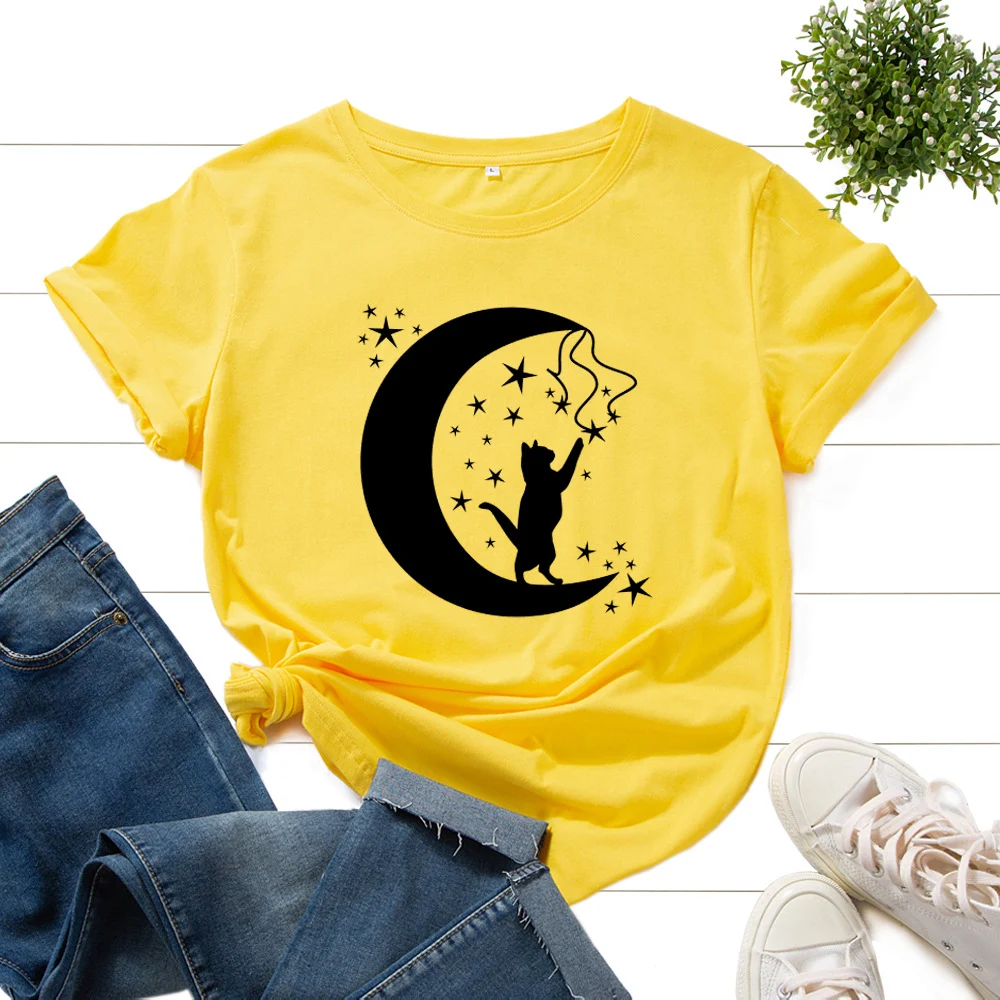 Creative Moon Pure Cotton Casual Short Sleeve Women's T-shirt — photo 4