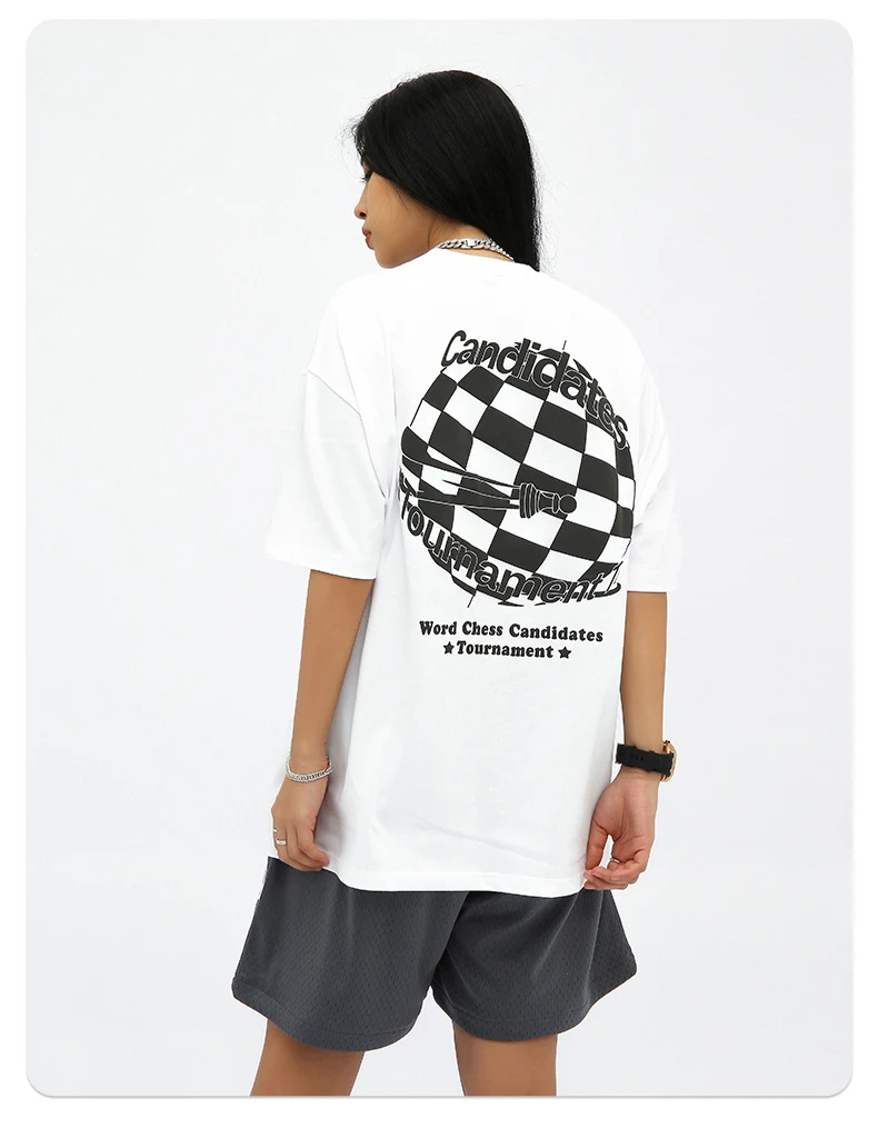 Title 5, Black and White Checkerboard Plaid Puff Print L...