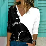 T-shirt a maniche lunghe da donna con stampa digitale 3D — foto 4