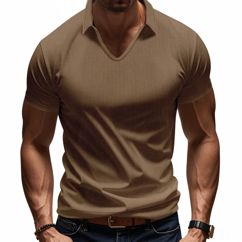 Camiseta Masculina Casual Gola V Design Solto e Moderno Manga Curta Tendência Perfeita para um visual despojado e confortável Ideal para o dia a dia — foto 8