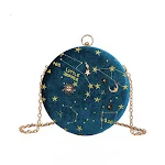 Bolsa redonda de veludo cotelê com corrente feminina, bolsa mensageiro com clip. Leve seus pertences com elegância e praticidade. — foto 2
