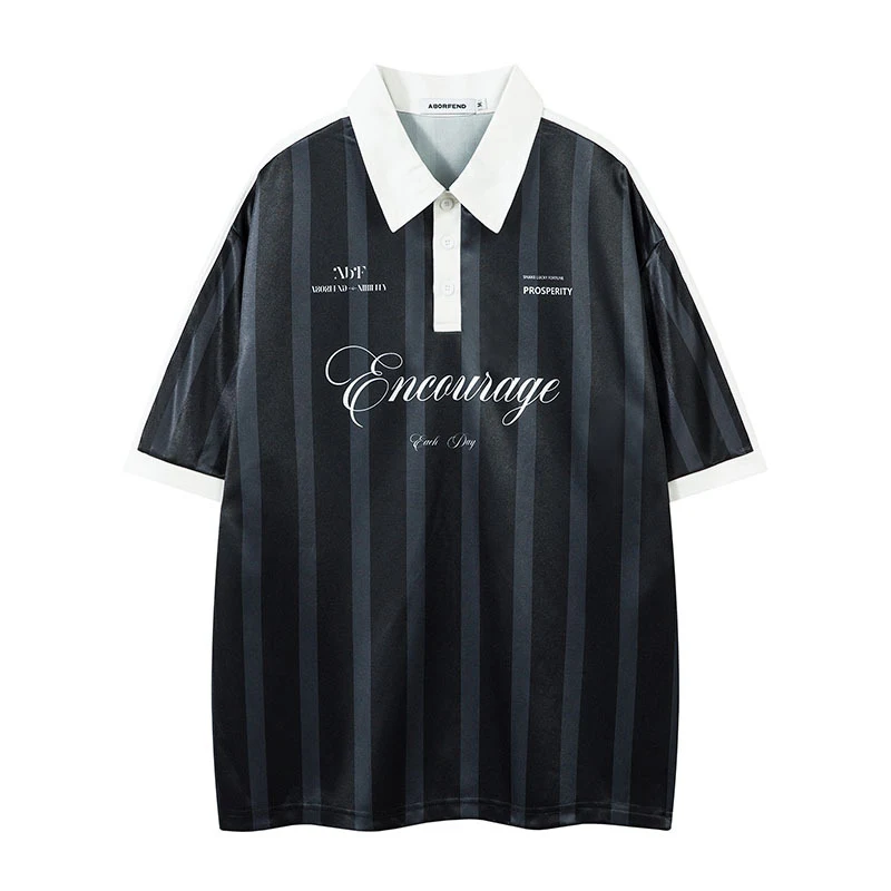 Title 4, Camiseta Polo Deportiva Retro Digital a Rayas C...