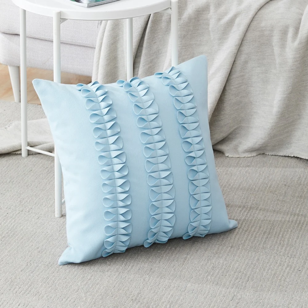 Title 6, Pure color handmade flower pillowcase for elega...