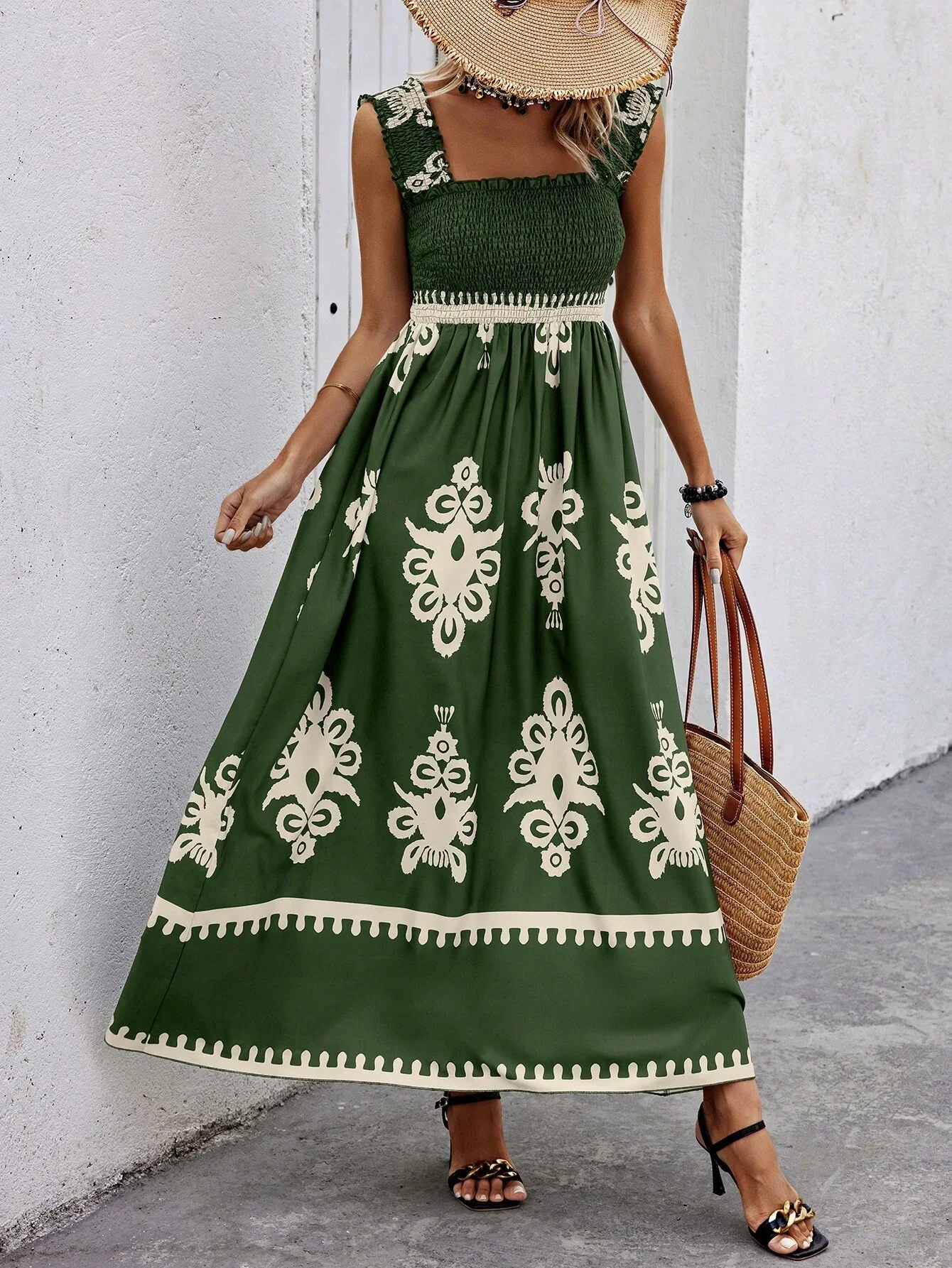 Holiday Style Printed Front Cross Mid-length Dress. Elegant and comfortable, perfect for celebrations and special events — photo 26