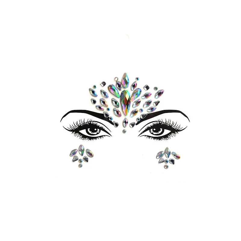 Green acrylic resin diamond face sticker, rhinestone crystal eyebrow sticker, sparkling face gems, instant beauty and ea — photo 3
