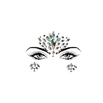 Green acrylic resin diamond face sticker, rhinestone crystal eyebrow sticker, sparkling face gems, instant beauty and ea — photo 3