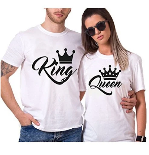 Title 1, Printed Short Sleeve Round Neck Couple T-shirt
