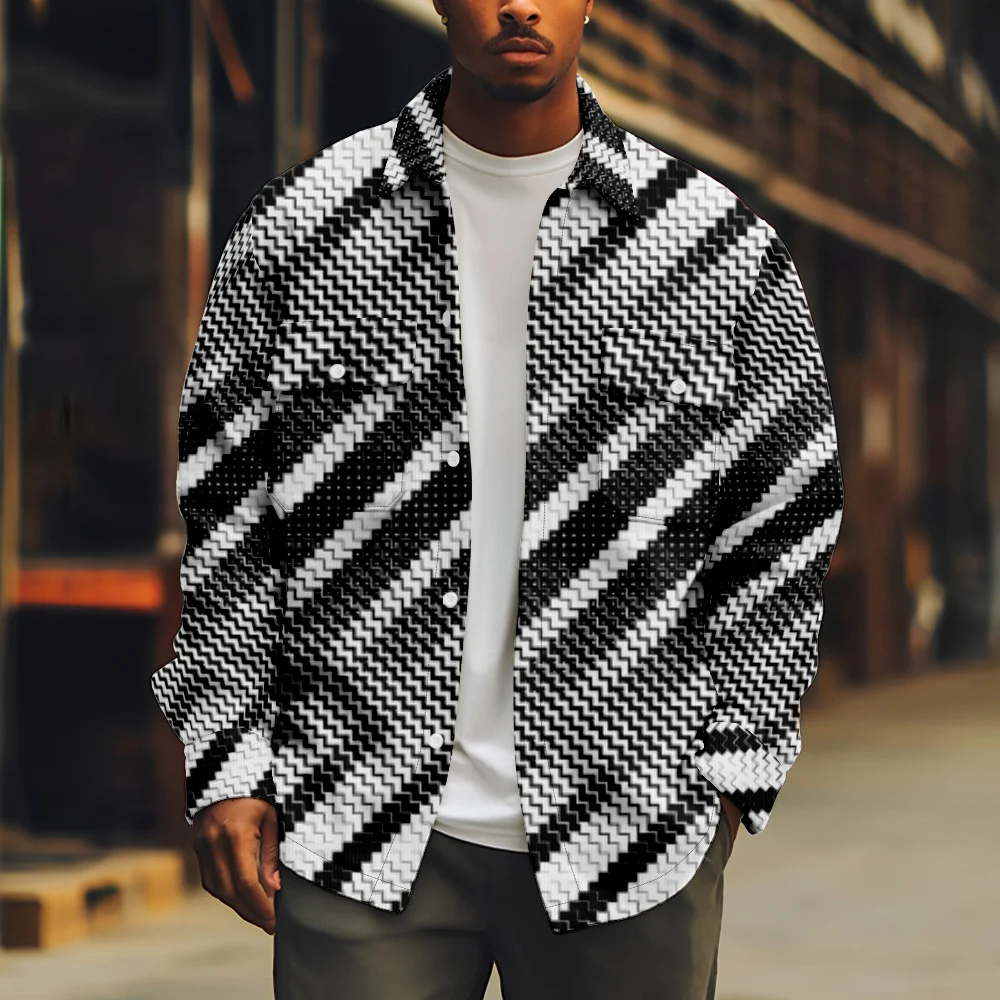 Men's Double Pocket Lapel Casual 3D Printed Jacket Coat, a Comfortable and Stylish Outerwear Perfect for Everyday Wear a — photo 9