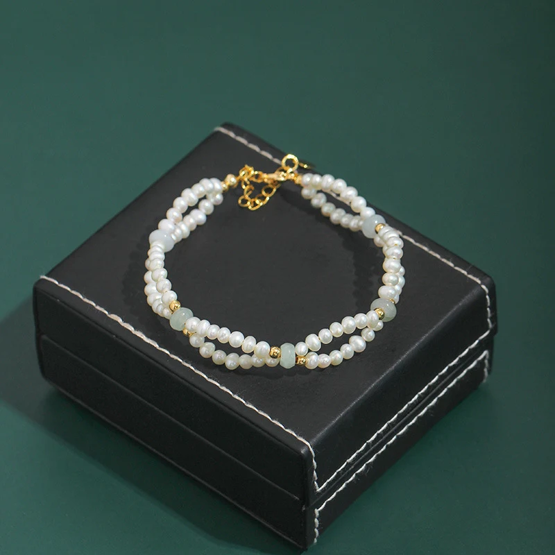 Title 5, Pulseira de pérolas de água doce trançada à mão...