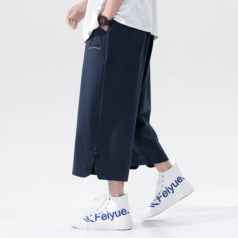 Title 5, Linen Disc Button Casual Cropped Trousers, offe...
