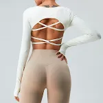 Cross Beauty Back Yoga Jacke für Damen, mit gekreuztem Rückendesign, atmungsaktives und weiches Material, ideal für Yoga und Komfort. — foto 6