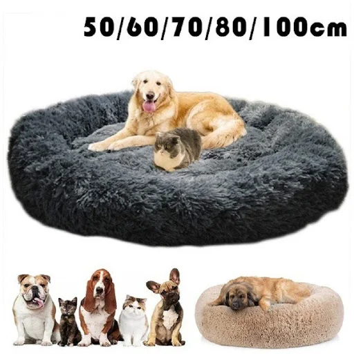 Donut Mand Dog Accessories for Large Dogs Cat's House Plush Pet Bed for Dog XXL Round Mat For Small Medium Animal Calmin — photo 1