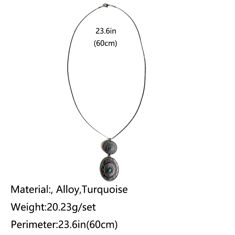 Colar Longo Estilo Étnico Retrô Metal Flores de Abóbora Turquesa Design Simples Jóia Boho Chic Feminina — foto 3
