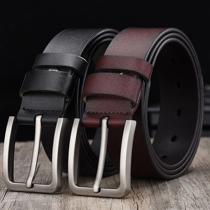 Title 7, Leather Cowskin Vintage Jean Belt Pin Buckle Si...