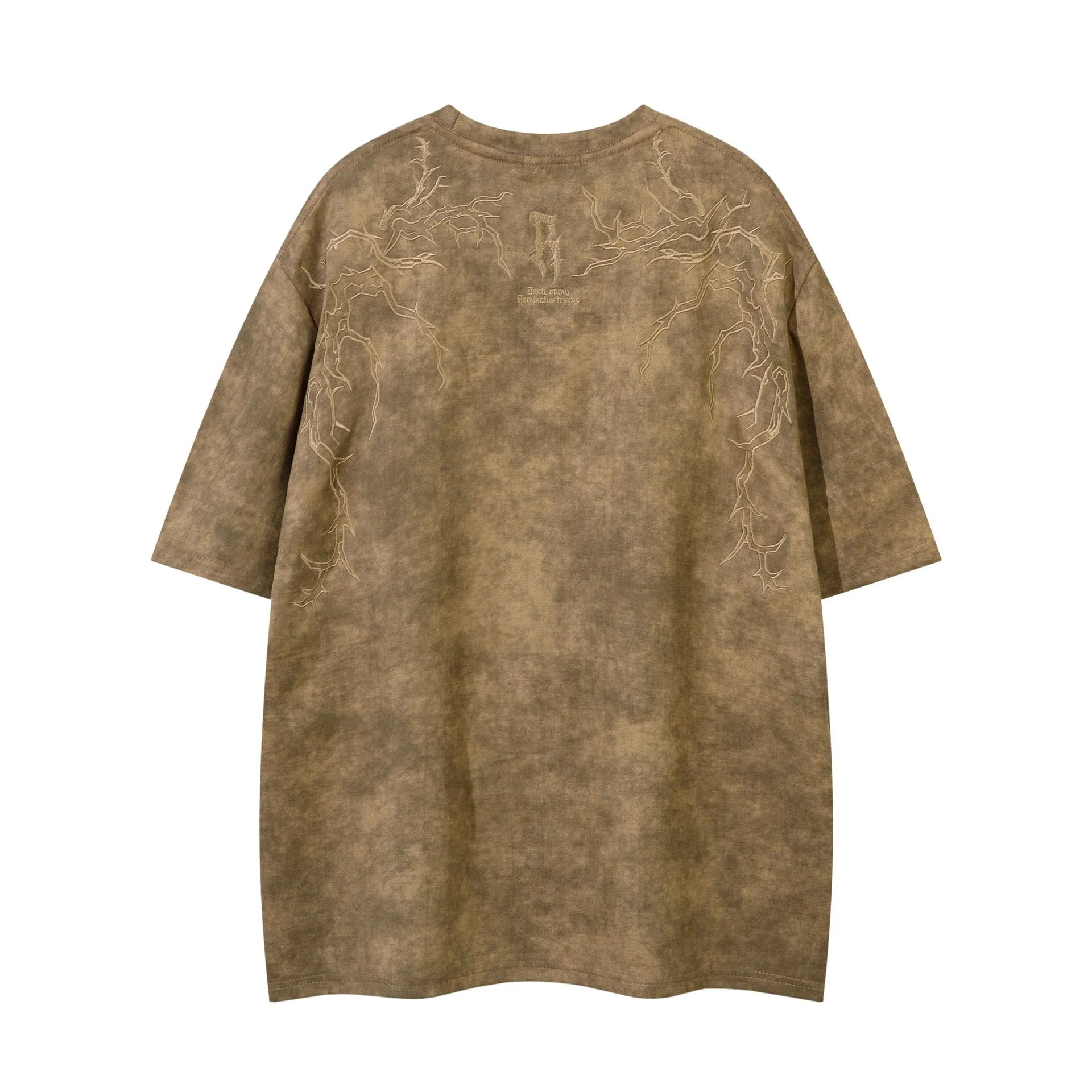 Heren suède T-shirt met doornen borduursel Uniek en stijlvol design Perfect voor een moderne look Comfortabel en modieus Ideaal voor dagelijks gebruik — foto 7
