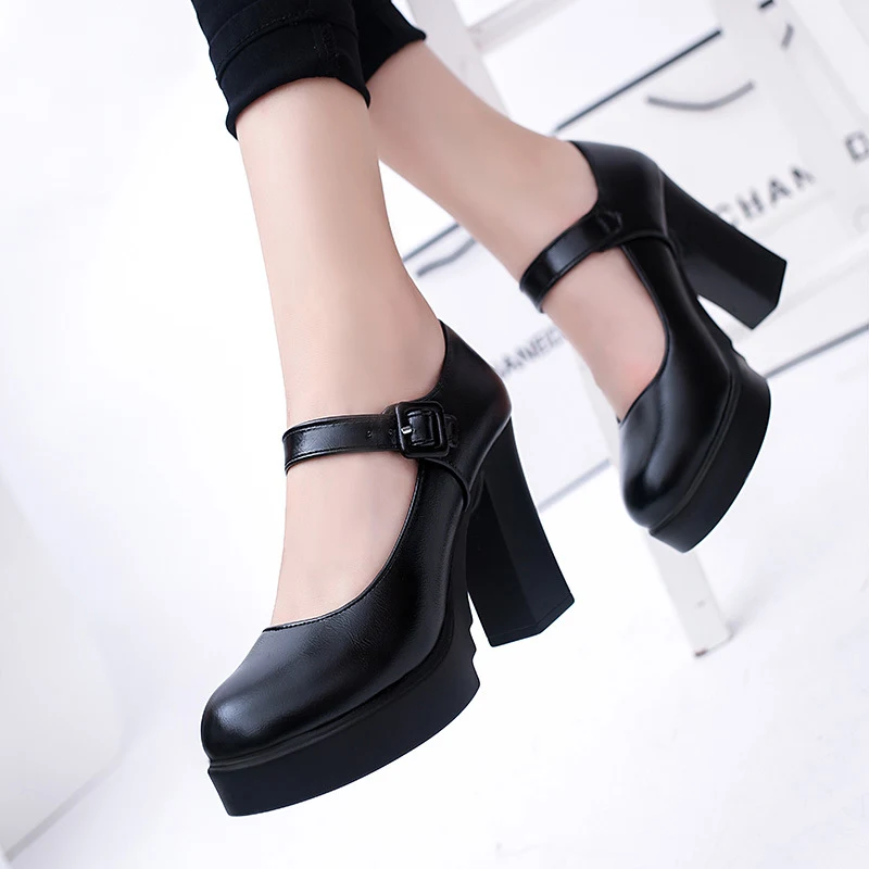Women's Pumps Shoes Ankle Strap Mary Jane Platform Block High Heels Round Toe for Comfort and Style, perfect for every o — photo 2