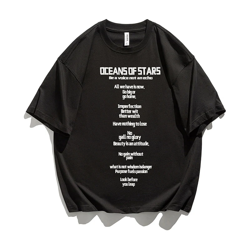 Camiseta masculina de algodão com estampa de letras americanas, manga curta. Conforto e estilo para o dia a dia, perfeita para um visual casual. — foto 3