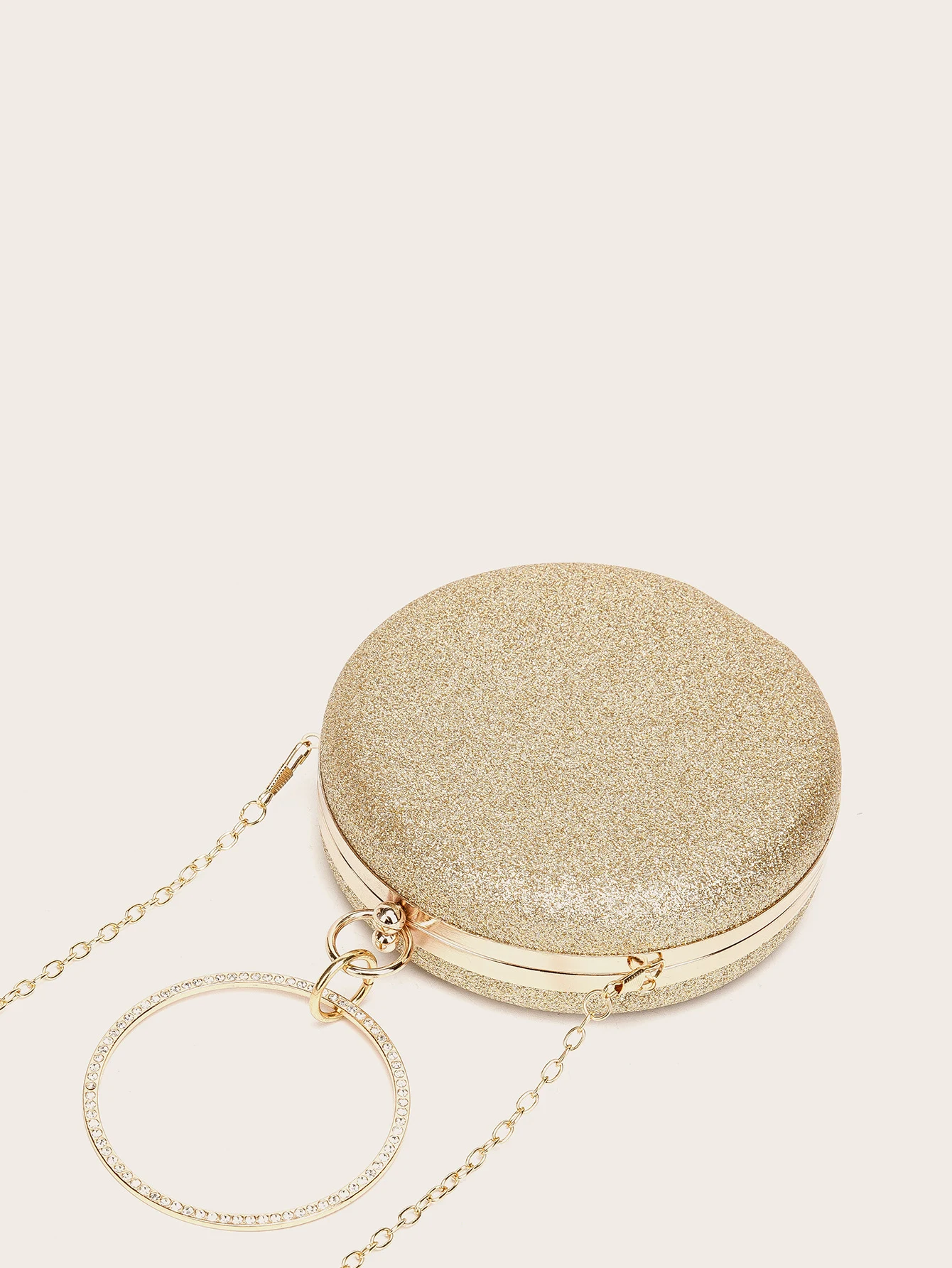 Title 7, Diamondencrusted Handheld Round Box Bag Chain E...