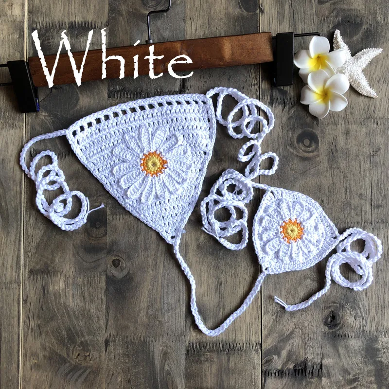 Title 6, Sexy Beach Hollow Crochet Sunflower Bikini Bott...