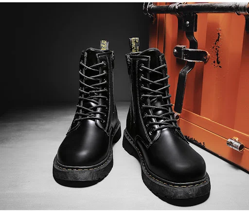 Title 4, Martin Boots With Zipper Mens British Style Du...