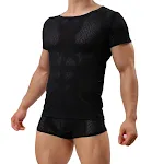 Men's Mesh Short Sleeve Breathable Sexy Tight Summer T-shirt with small holes, perfect for staying cool and comfortable — photo 4