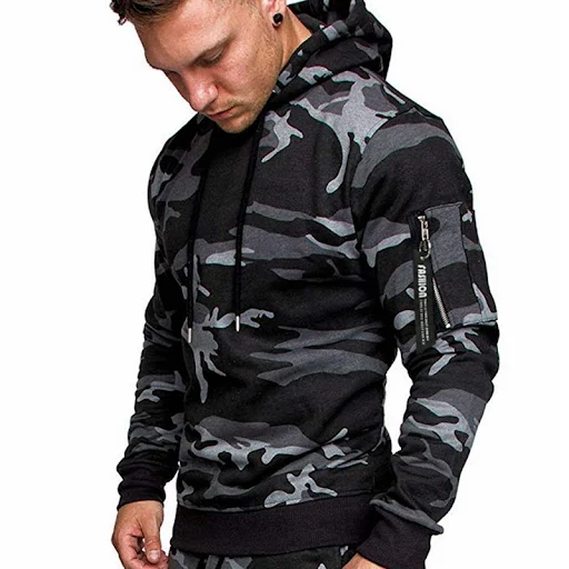 Title 5, Moda Camuflagem Capolada de Capuz Casual Slim