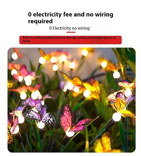 Title 3, Solar Color Changing Firefly Butterfly Lawn Lam...