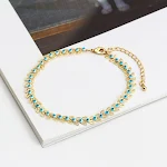 Nova pulseira geométrica feminina com olho azul. Adicione estilo e proteção ao seu visual com este acessório único e moderno. — foto 2