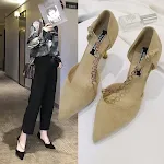 Suede rhinestone pointed sandals stiletto heels Elevate your style with these elegant heels, perfect for a night out, ad — photo 4