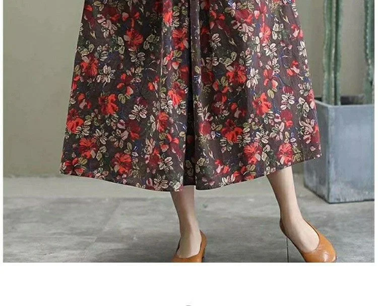 Title 7, Floral SpringSummer Midi Dress, High Waist, A-L...