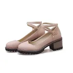 Scarpe primaverili e autunnali a bocca bassa, cinturino alla caviglia incrociato, slip-on, tacco spesso. Comode ed eleganti. — foto 5