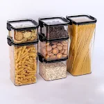Conjunto de 6 recipientes plásticos herméticos para grãos, livre de BPA. Ideal para armazenar e manter alimentos secos frescos na sua cozinha. — foto 2