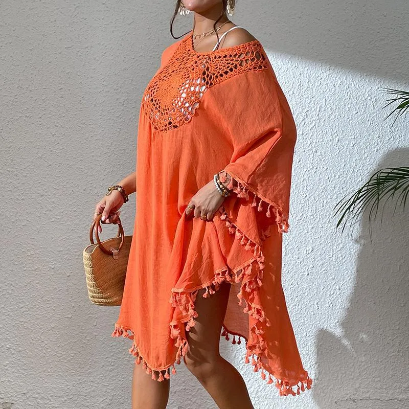 Title 4, Slub Fabric Hand Crocheting Beach Bikini Blouse...