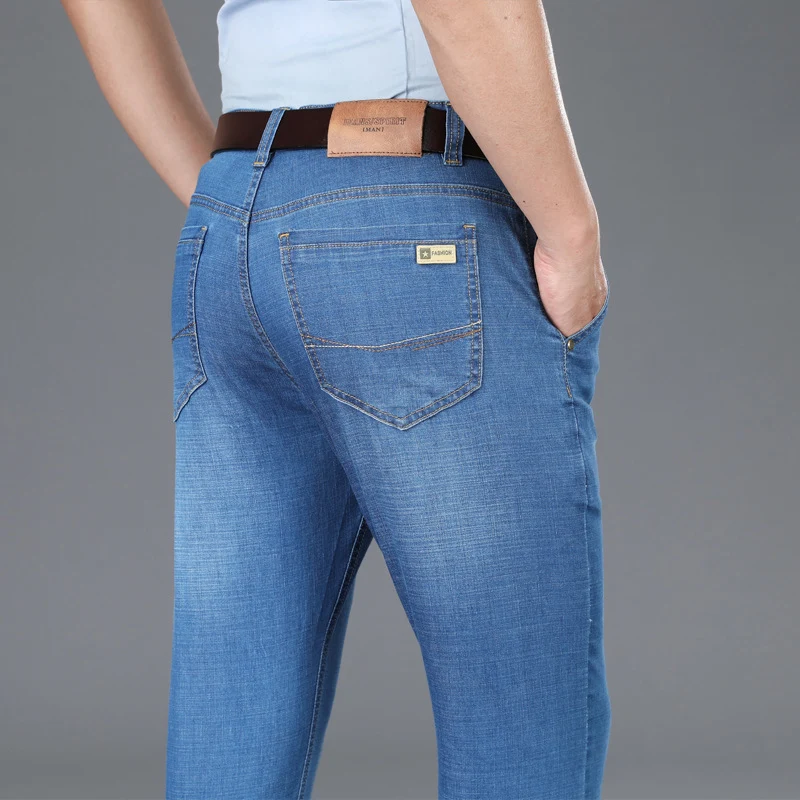 Title 2, Calças jeans retas de negócios masculinas Confo...