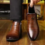 Botas de couro com zíper lateral listrado de zíper listrado — foto 4