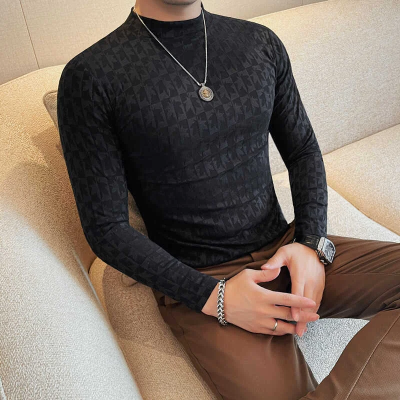 Title 16, Mens Half-high Collar T-shirt Fashion Trend Co...