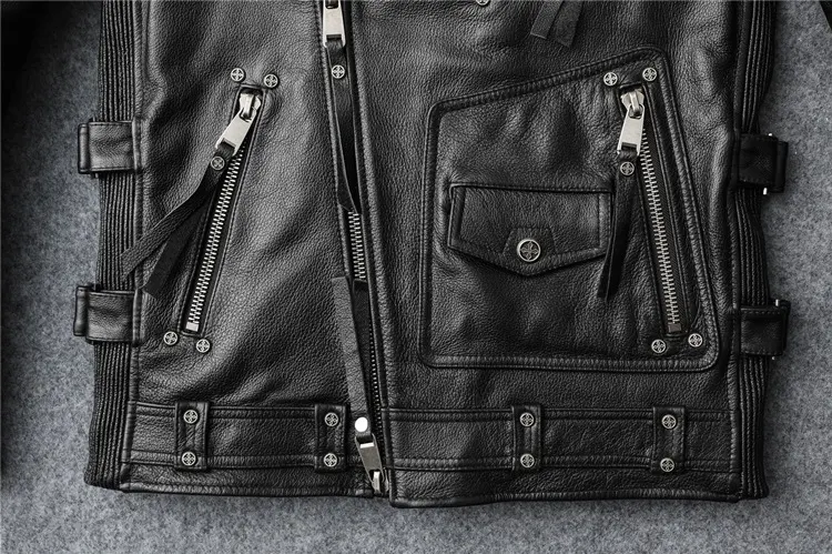 Title 7, Slim Fit Soft First Layer Cowhide Bikers Leath...