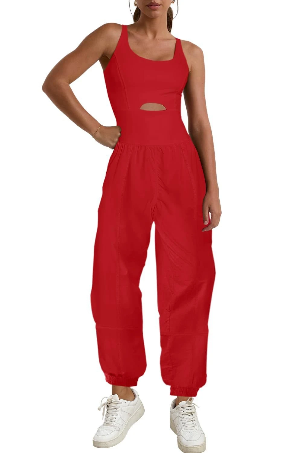 Dames mouwloze sport jumpsuit Ideaal voor fitness en yoga Ademende en elastische stof Veelzijdige jumpsuit design Comfortabel en stijlvol voor je workouts — foto 5