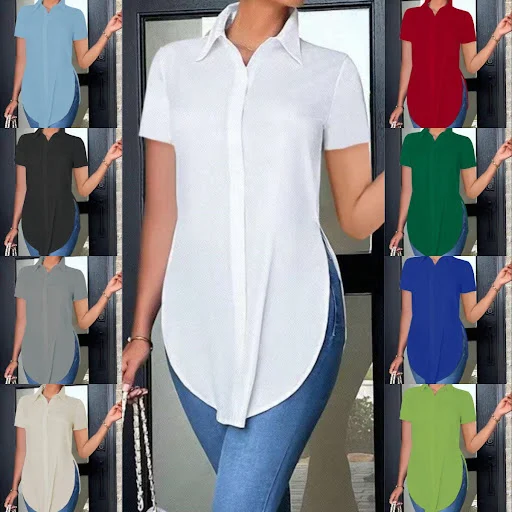 Title 2, Summer Fashion Simple Polo Collar Womens Shirt...