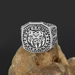 Anel de Sinete Veles de Aço Inoxidável Feito à Mão da Beowulf Regalia. Joia viking masculina com símbolo rúnico. Durabilidade e estilo únicos. — foto 2