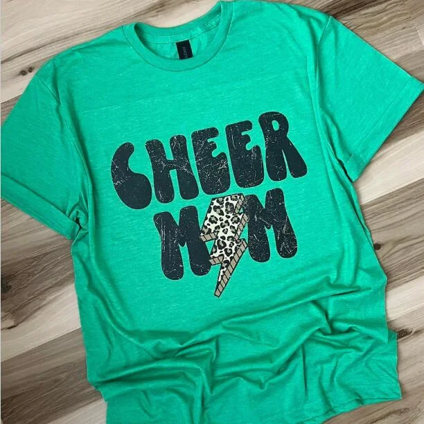 Cheerleading Mom Lightning Camiseta Impressão Digital Casual Gola Redonda Mangas Curtas — foto 2