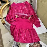 Rose Sequin One-line Neck New Year Loose Vintage Sweater – a comfortable and stylish choice for celebrating the New Year — photo 4